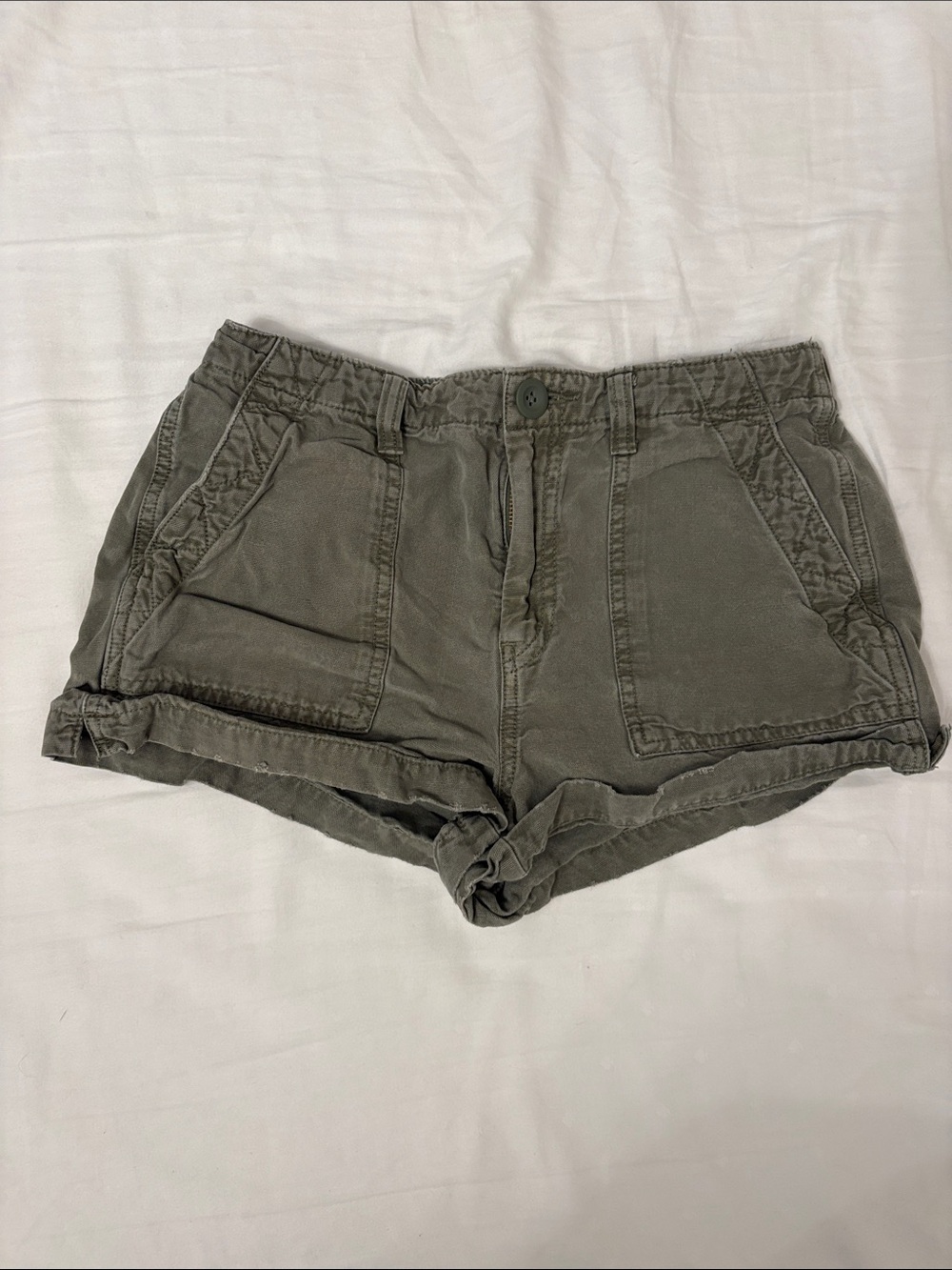 aerie Olive High-Rise Utility Shorts